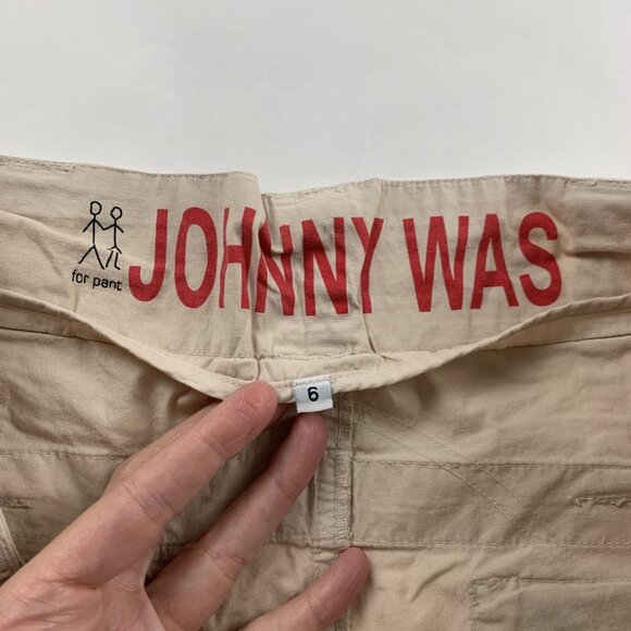 Johnny Was Tan Lightweight Poplin Wide Leg Cargo Pant 6 - Picture 4 of 9